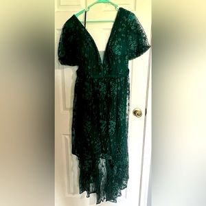 High low dress. Green. Wedding guest style. Never worn.